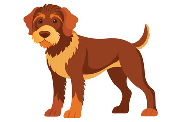 Cartoon Dog Illustration of a German Wirehaired Pointer Breed with Brown and Tan Fur Patches Standing Proudly