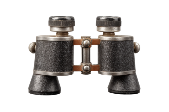 PNG Vintage black metal binoculars with textured grip on black background