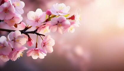 Obraz premium cherry blossoms branch pink flowers art