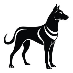 Elegant Silhouette of a Loyal Dog Breed Standing Proudly in Black and White Minimalist Style Illustration for Graphic Design