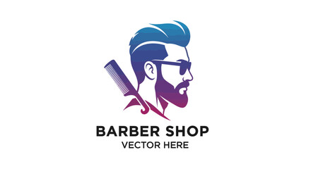 Stylish Barber Shop Logo Design Modern Gradient Hairstyle Icon for Men's Grooming Business