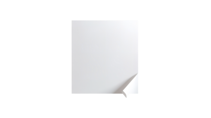 Fresh start unfolds as crisp white paper gently peels back revealing endless possibilities in on transparent background