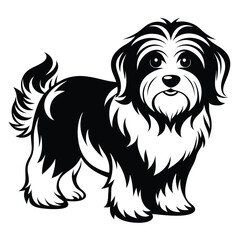 Adorable Black and White Cartoon Dog Illustration a Cute Canine Companion with Playful Charm and Distinctive Markings Beautifully Detailed