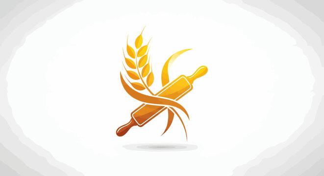 Golden corn and wheat cereal vector illustration on a white background, autumn nature food symbol design