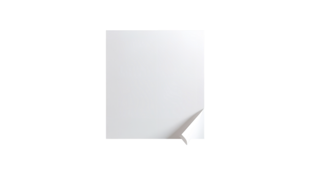 Fresh start unfolds as crisp white paper gently peels back revealing endless possibilities in on transparent background - Powered by Adobe