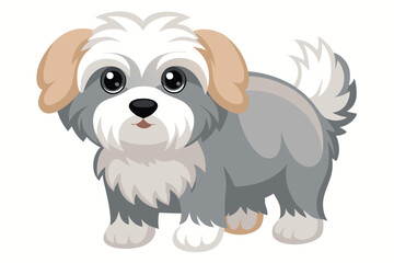 Adorable Cartoon Dog Illustration A Delightful Depiction of a Small Companion Animal with a Fluffy Tail and Cute Expression