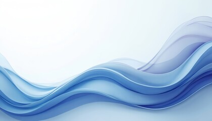 Fototapeta premium Abstract blue wave banner on white background. Modern design with smooth curves lines, dynamic shape for business presentation, digital concept flier, poster. Wavy flow creates motion, energy.