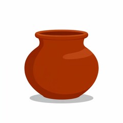 Earthen Pottery Container with Rounded Body and Narrow Neck for Traditional Storage of Liquids and Foodstuffs in Kitchens