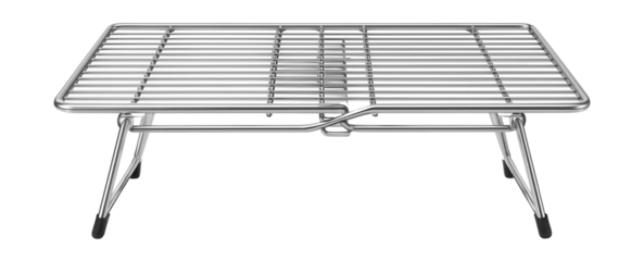 Expandable baking rack, useful for cooling baked goods in a home kitchen after baking.