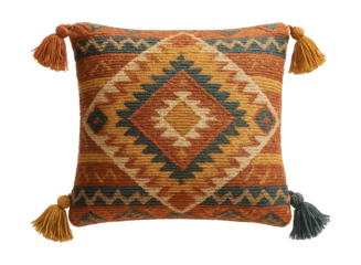 Oversized floor pillow in a bohemian design, useful as extra seating in a cozy apartment.