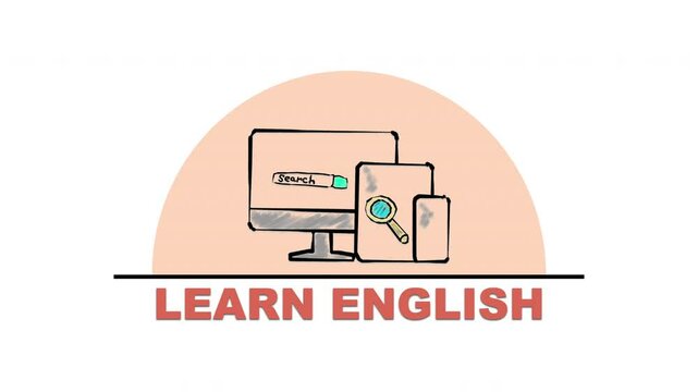 Learn English Online with Digital Tools for Communication, Language Practice, and Vocabulary Growth. 4K Video