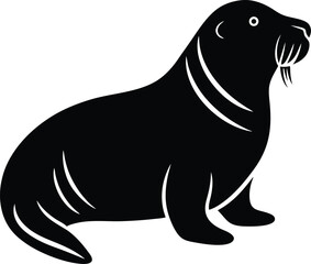 Fototapeta premium walrus icon silhouette on white background (2).eps