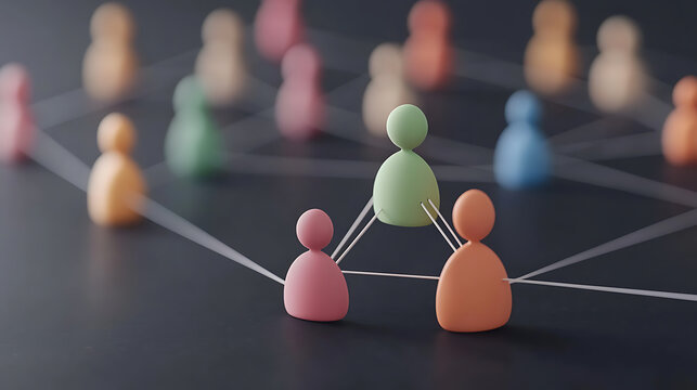 Abstract connection network showing diverse figures. Illustration of network communication and teamwork.