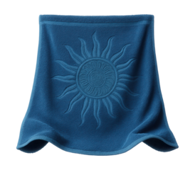 A plush beach towel with a large sun motif, woven from Egyptian cotton, perfect for a spa day at a home with a pool.