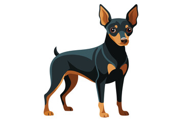 Elegant Miniature Pinscher Illustration Capturing the Breed's Alertness and Grace with Stylized Vector Art Perfect for Pet Lovers and Design Projects