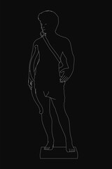 A black and white silhouette of a confident male archer standing with hands on hips against a dark background. The pose exudes strength and readiness, emphasizing a warrior-like stance.