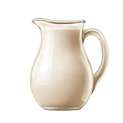 Elegant white ceramic pitcher kitchen table kitchenware warm light isolated on transparent background