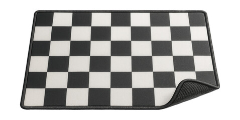 A water-resistant PVC kitchen rug with a checkerboard pattern, suitable for a busy kitchen in a rental property to protect the hardwood floor.