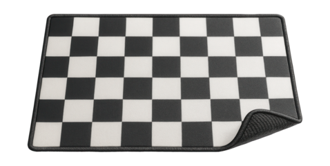 A water-resistant PVC kitchen rug with a checkerboard pattern, suitable for a busy kitchen in a rental property to protect the hardwood floor.