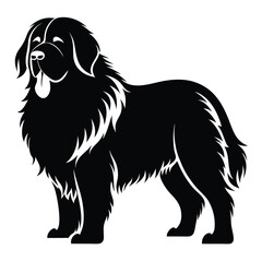 Majestic Newfoundland Dog Silhouette Black and White Illustration A Stunning Depiction of a Loyal and Affectionate Companion