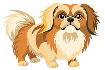 Adorable Pekingese Dog Illustration Fluffy Friendliness and Charm Brown and Tan Fur Companion Animal Pet Lover Canine Drawing