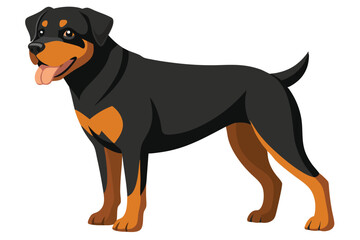 Majestic Rottweiler Illustration A Detailed Vector Image Showcasing the Breed's Strength and Elegance with Striking Black and Tan Markings