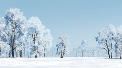 Winter wonderland scene snowy trees landscape background cold weather season outdoors