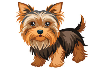 Charming Yorkshire Terrier Illustration Detailed Fur Texture Expressive Eyes and Playful Pose a Captivating Visual