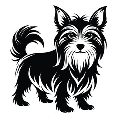 Adorable Yorkshire Terrier Illustration A charming Black and White Depiction of a Beloved Breed Perfect for Dog Lovers