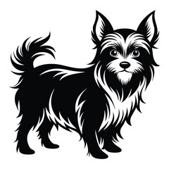 Yorkshire Terrier Portrait Exuding Elegance A Black and White Illustration of Canine Beauty and Breed Specific Characteristics