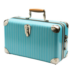 Travel essentials stylish blue suitcase for adventure modern environment isolated on transparent background