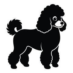 Stylized Black Poodle Illustration Elegant Canine with Curly Fur and Distinctive Grooming in a Minimalist Vector Design