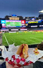 hot dot on a game night at a stadium 