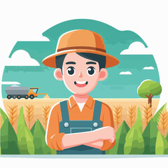 vector character of a smiling field style flat design