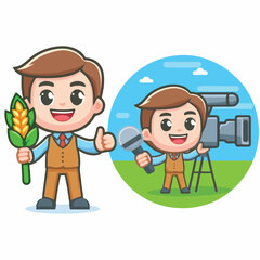 vector character of a smiling field style flat design