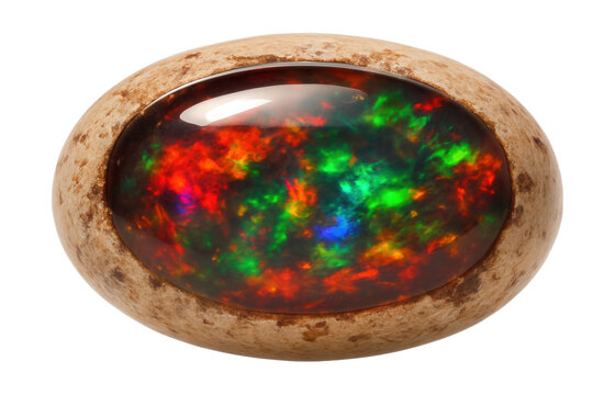 Mexican cantera opal with embedded matrix and internal fire hues