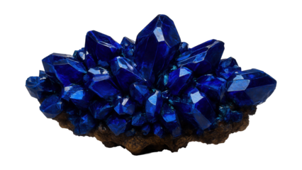 Azurite cluster featuring deep blue crystals with a vitreous luster