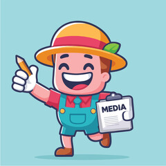 vector character of a smiling field style flat design