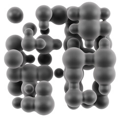 Composition of matte black drops. 3D illustration. Drops isolated on transparent background.