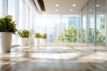 Fototapeta premium Bright, modern sustainable Office Interiors with Natural Light and Greenery 