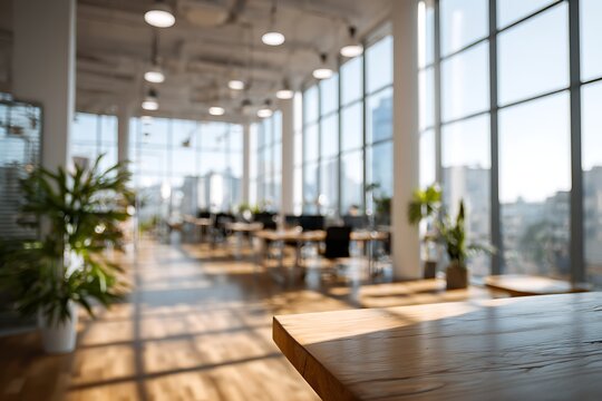 Bright, modern sustainable Office Interiors with Natural Light and Wooden Accents