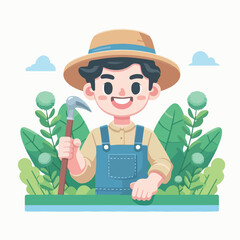 vector character of a smiling field style flat design