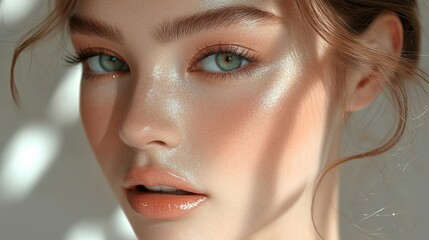 Woman with a bright make up and a necklace portrait