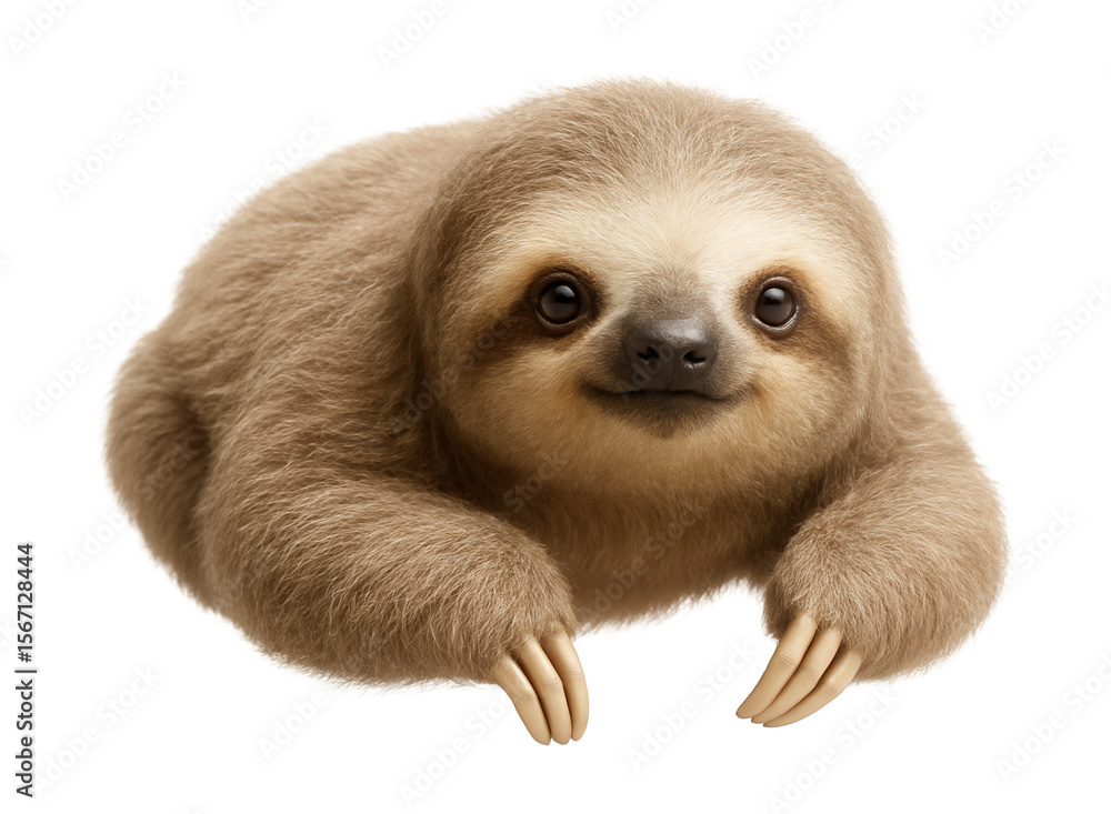 Wall mural pygmy three-toed sloth with smaller size and lighter fur coloration