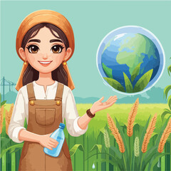 vector character of a smiling field style flat design