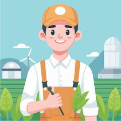 vector character of a smiling field style flat design