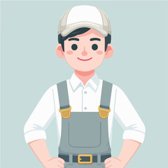 vector character of a smiling field style flat design