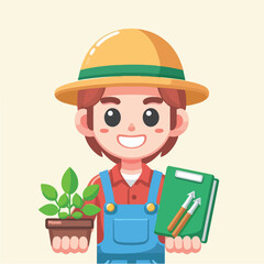 vector character of a smiling field style flat design
