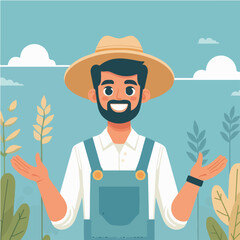 vector character of a smiling field style flat design