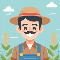 vector character of a smiling field style flat design